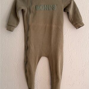 Bonds Olive Unisex Zip One-Piece